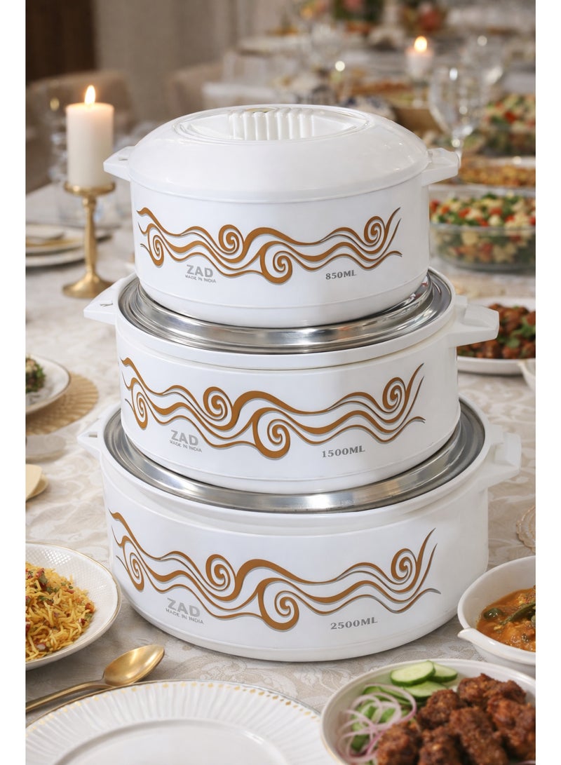 زاد طقم حافظات طعام مكون من 3 قطع أبيض 2500مل - Image 5